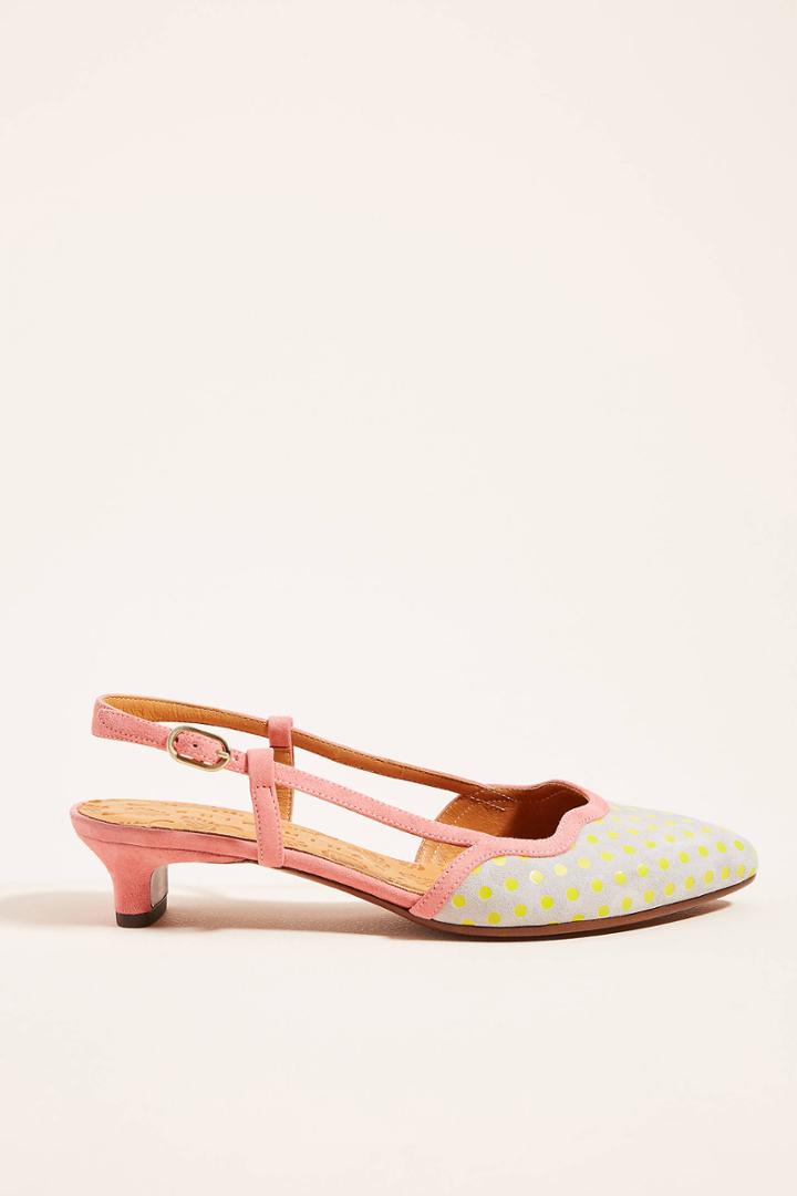 Chie Mihara Scalloped Slingback Kitten Heels