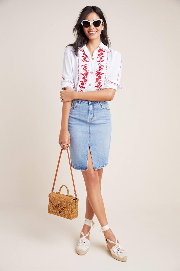 Pilcro And The Letterpress Pilcro Classic Denim Pencil Skirt