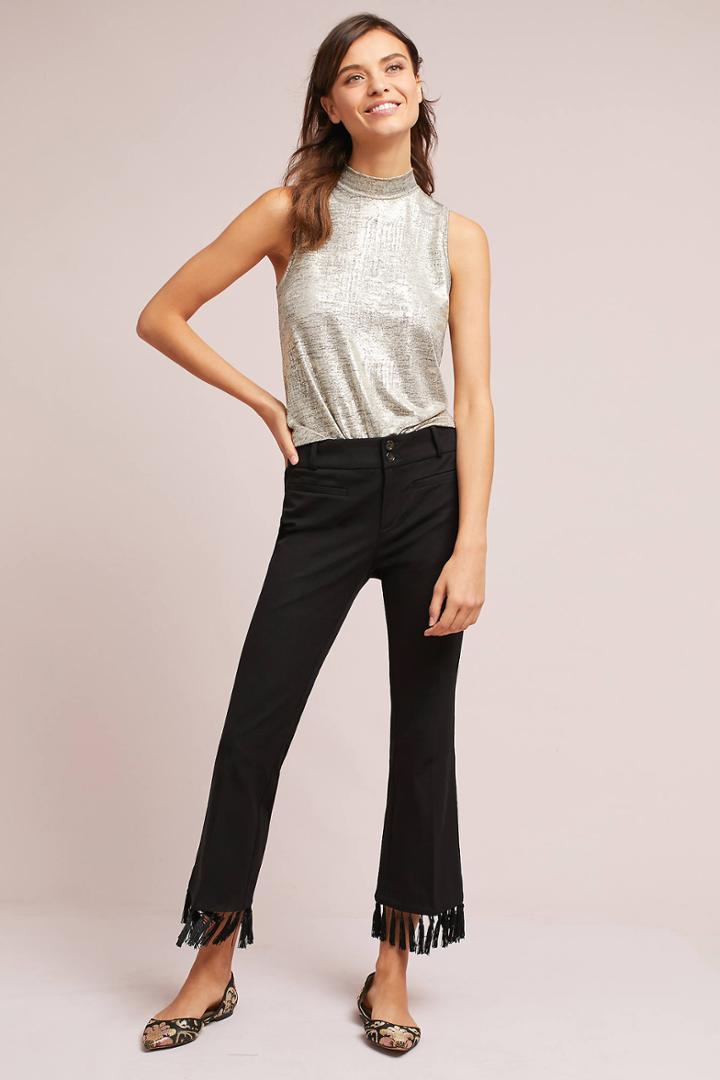 Essentials By Anthropologie The Essential Tassel-hem Cropped Flares
