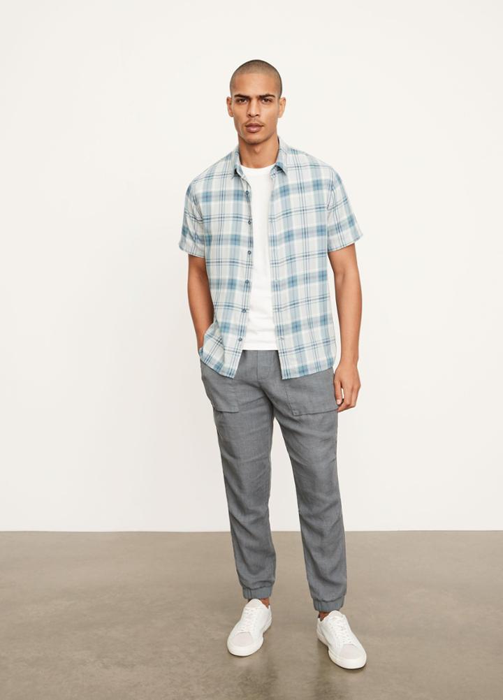 Vince Shoreline Plaid Short Sleeve