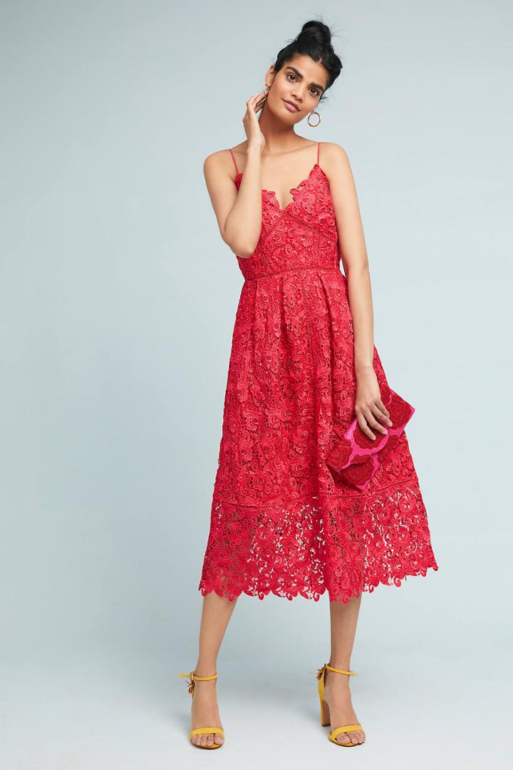 Eri + Ali Sherbert Lace Midi Dress