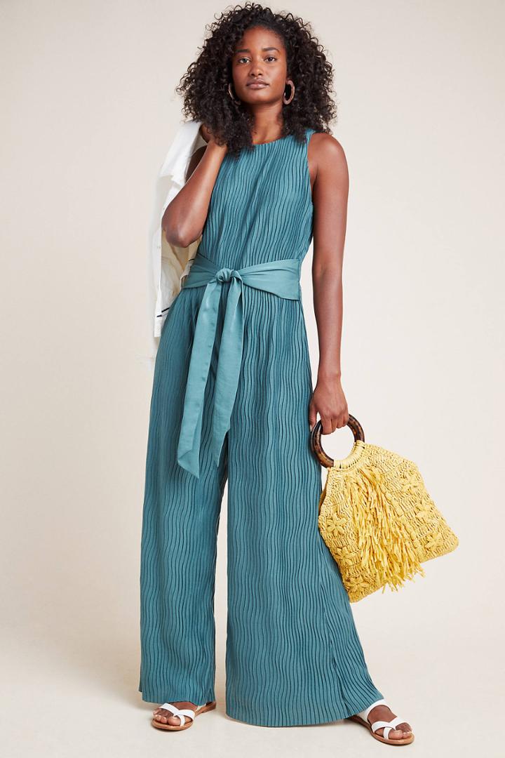 Anthropologie Marina Plisse Jumpsuit