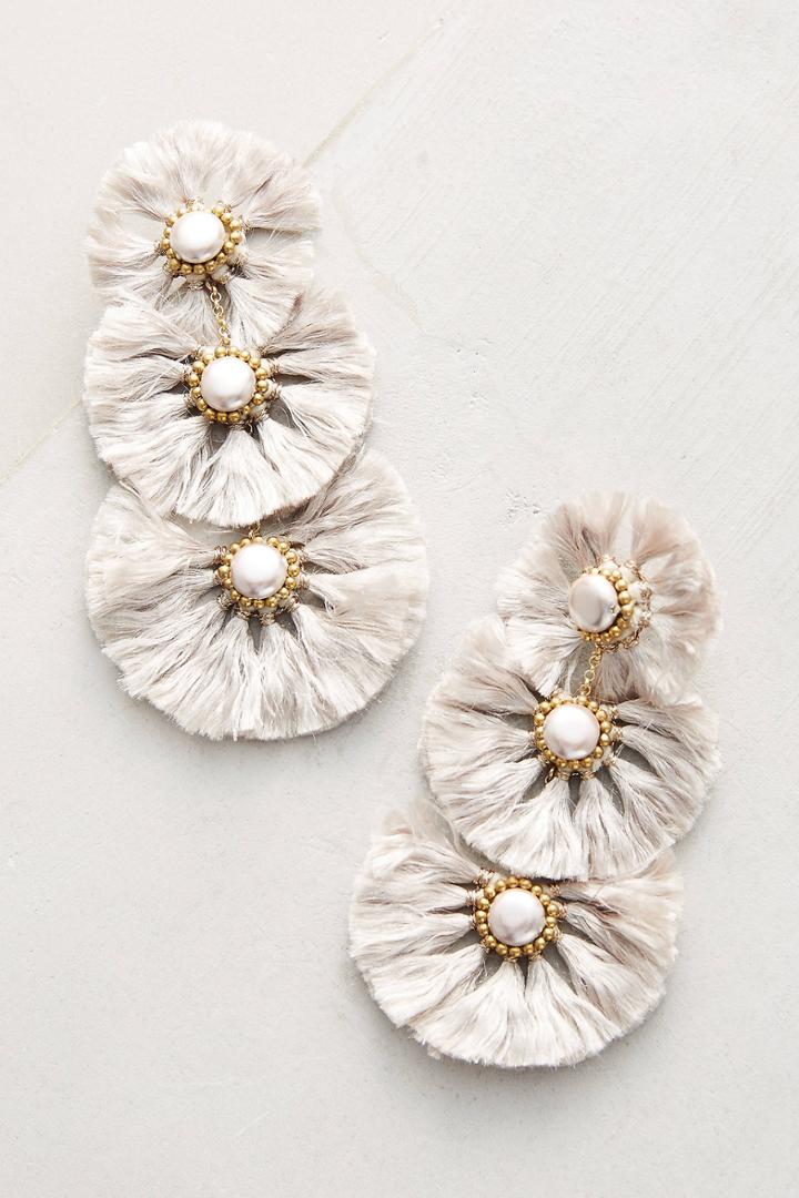 Anthropologie Fringed Pearl Drop Earrings