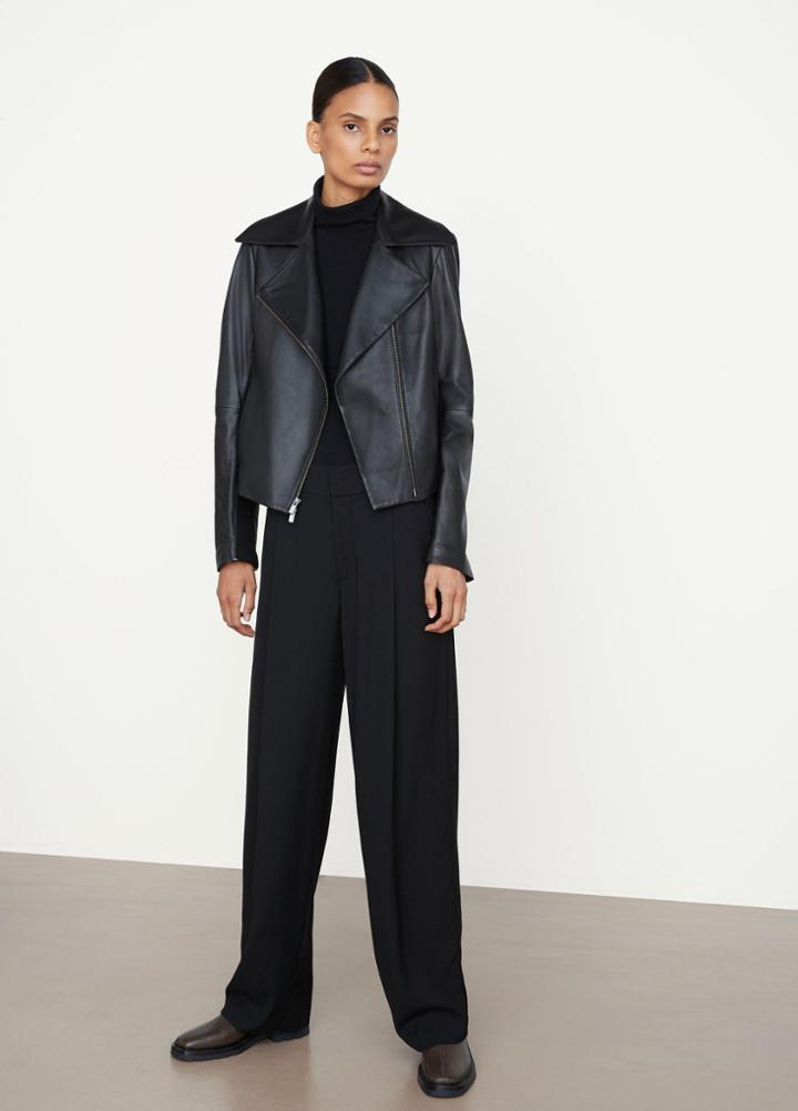 Vince Leather Cross Front Moto Jacket