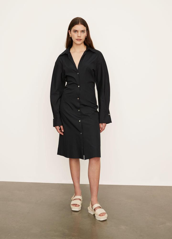 Vince Long Sleeve Soft Fitted Shirt Dress