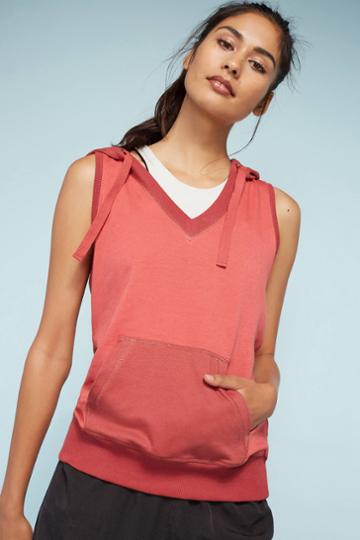 Hologram Pocketed Sleeveless Hooded Sweatshirt
