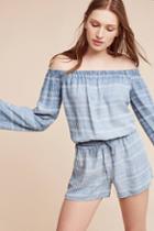 Cloth & Stone Striped Chambray Off-the-shoulder Romper
