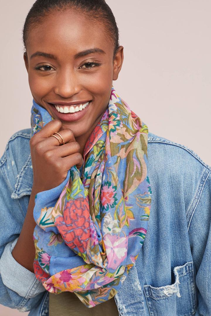 Anthropologie Wildflower Silk Scarf
