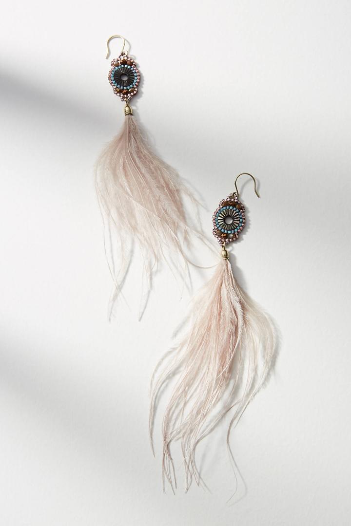 Anthropologie Wispy Feather Drop Earrings