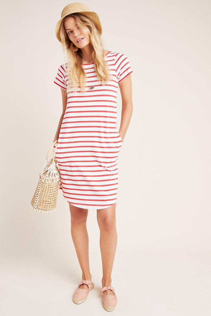 Maeve Rochelle Striped T-shirt Dress