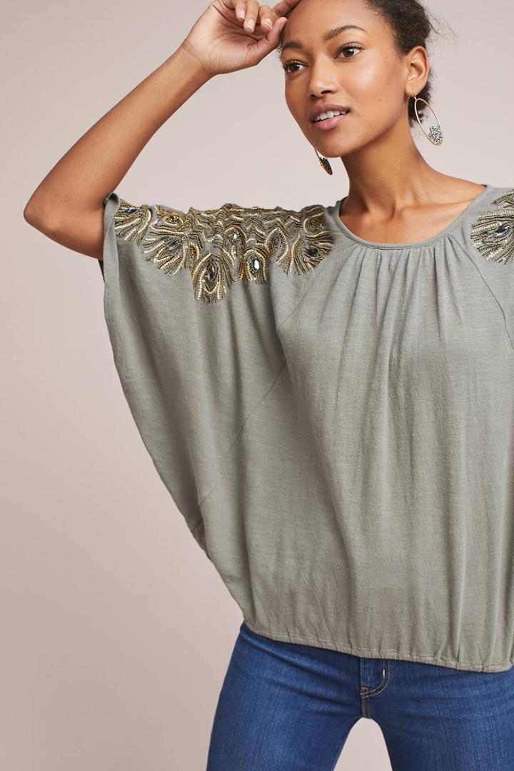 Vanessa Virginia Feather-cloaked Top