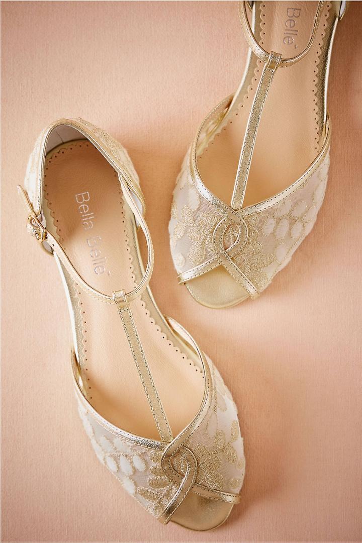 Anthropologie Maisie Embroidered T-strap Flats