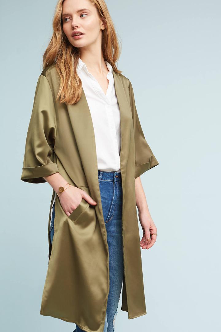 Anthropologie Satin Garden Kimono