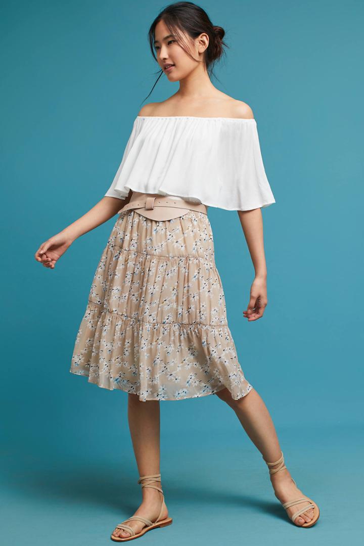 Blue Tassel Fields Tiered Skirt