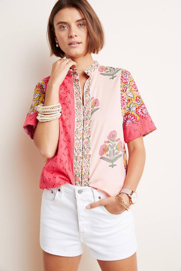 Nikasha Block-printed Eyelet Blouse