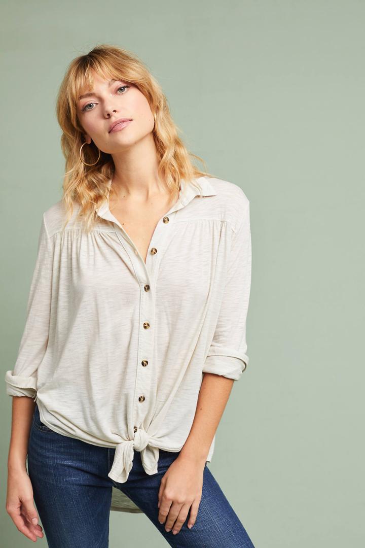 T.la Knit Tie-front Buttondown