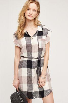 Holding Horses Plaid Gauze Shirtdress
