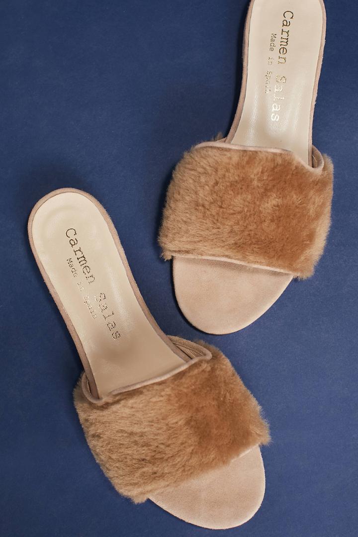 Carmen Salas Paz Faux Fur Slides