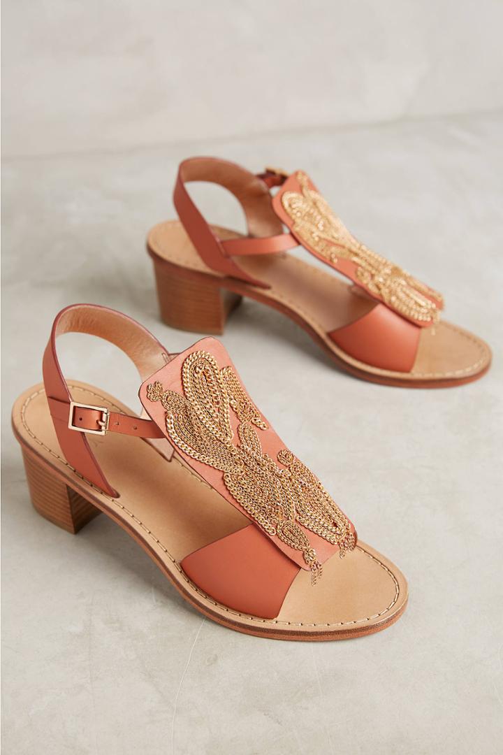 Sanchita Beaded Metallic Heeled Sandals