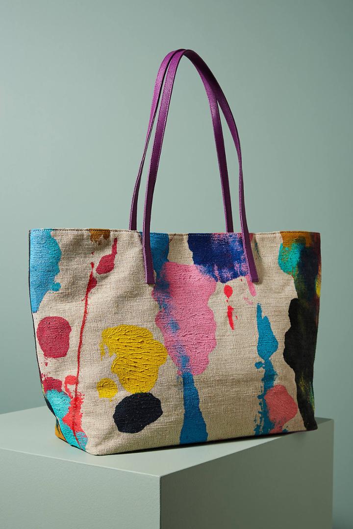 Bea Valdes Abstract Painted Tote Bag