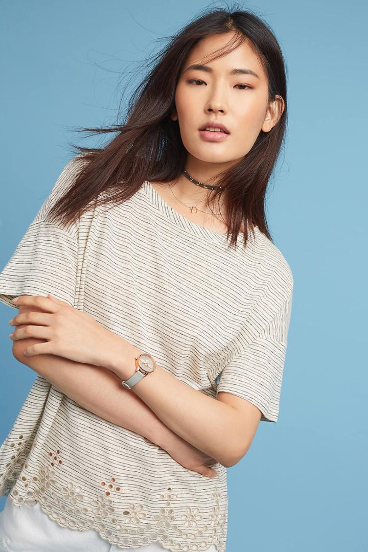 Anthropologie Eyelet-trimmed Tee