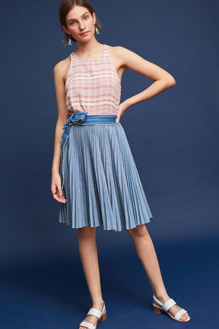 Lili's Closet Pleated Chambray Skirt