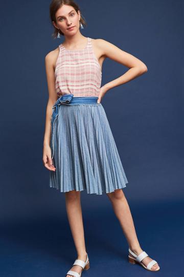 Lili's Closet Pleated Chambray Skirt