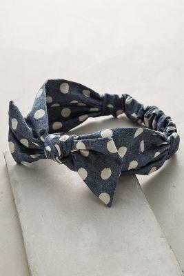 Anthropologie Denim Dot Turban Band