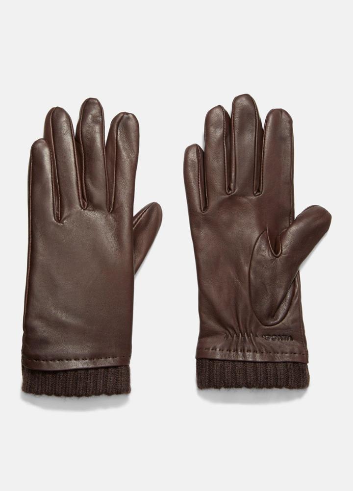 Vince Leather Glove With Cashmere Cuff