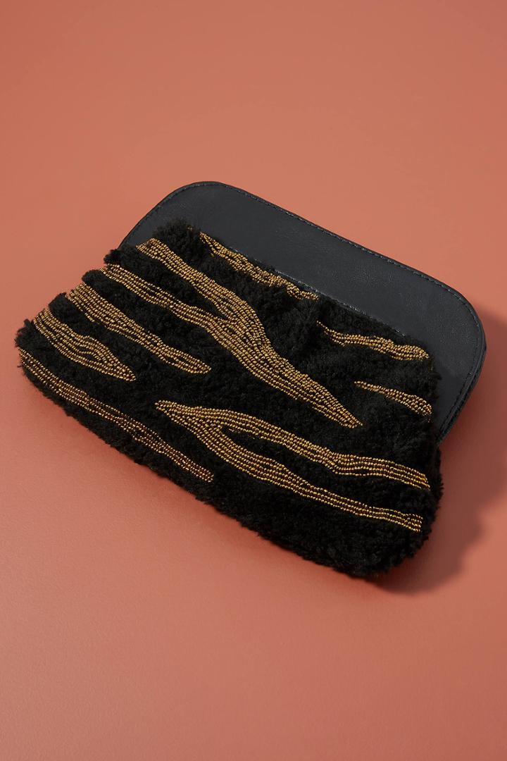 Anthropologie Zebra Shimmer Clutch