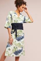 Whit Belted Floral Kimono Dress