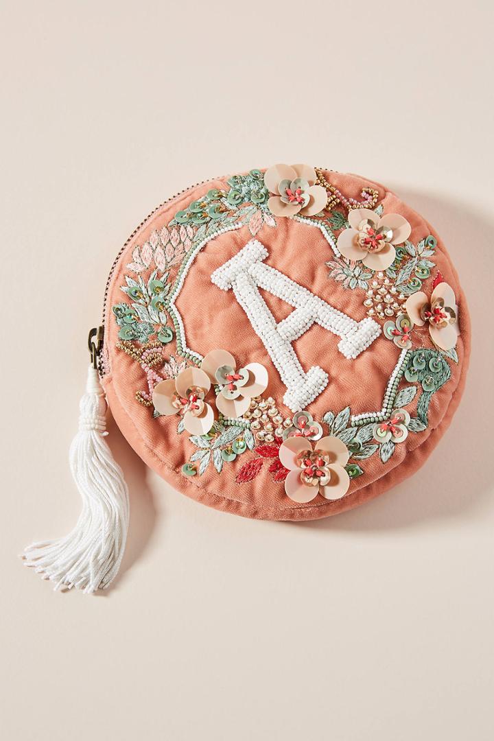 Anthropologie Monogram Crest Pouch