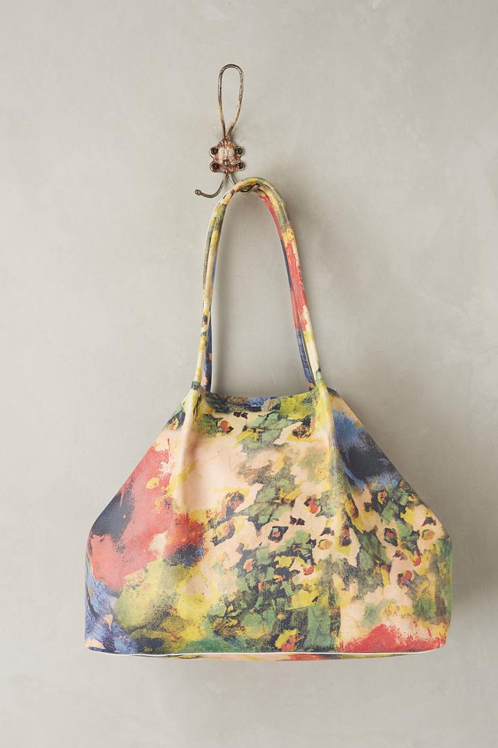 Anthropologie Watercolor Rose Tote