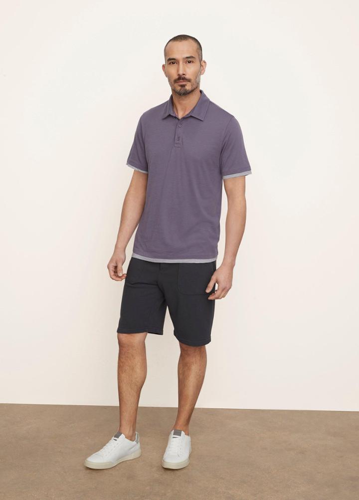 Vince Pima Cotton Double Layer Short Sleeve Polo
