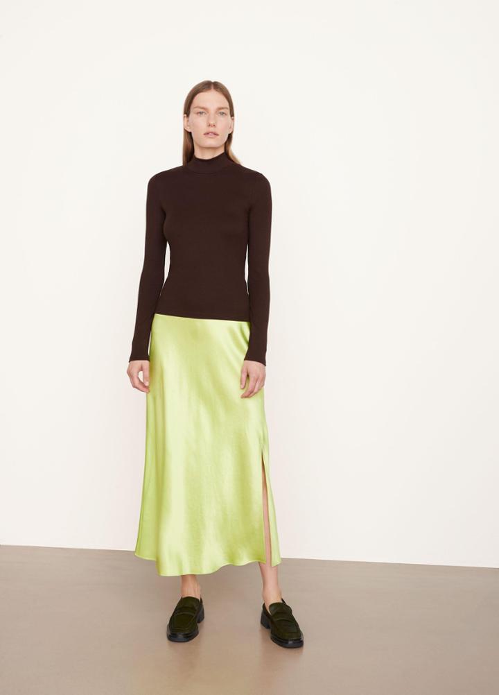 Vince Ribbed Long Sleeve Mock Neck T-shirt