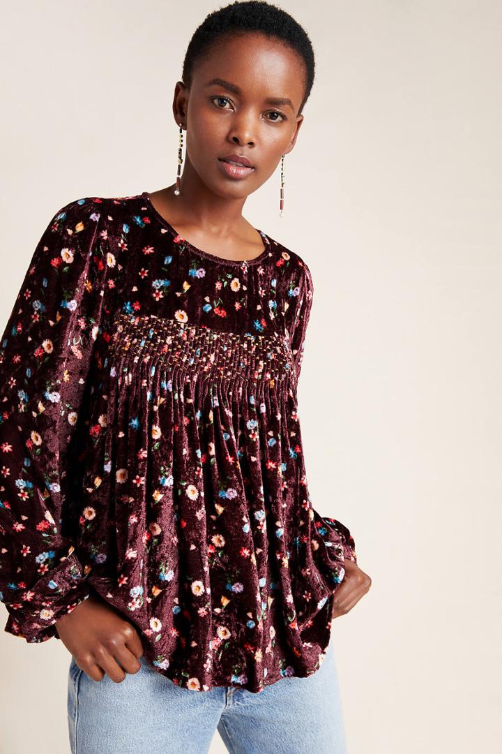 Seen Worn Kept Ainsley Floral Velvet Blouse