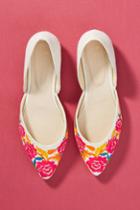 Anthropologie Embroidered D'orsay Flats