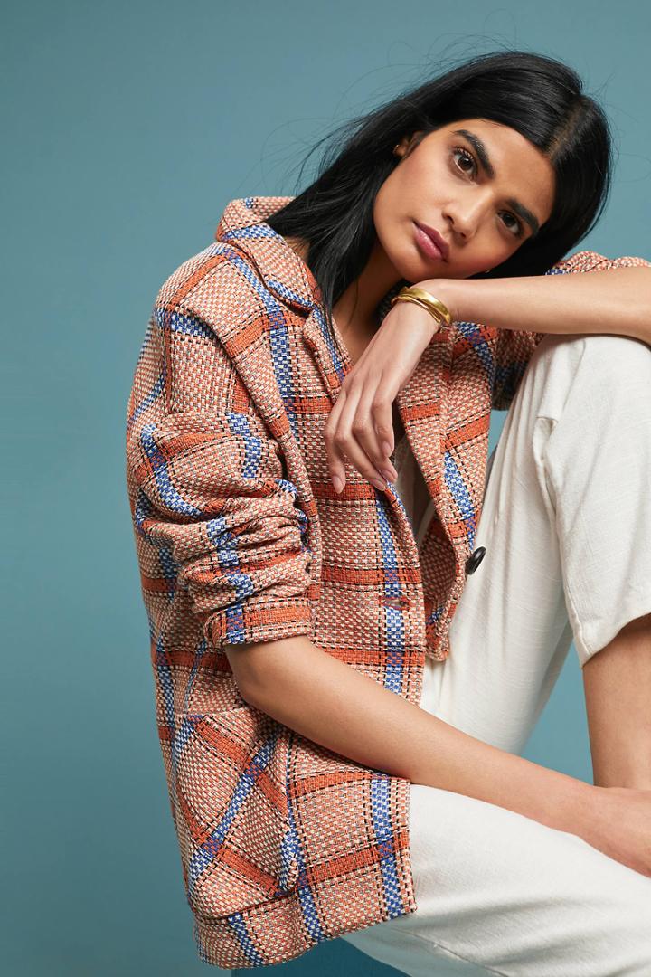 Anthropologie Oversized Plaid Jacket