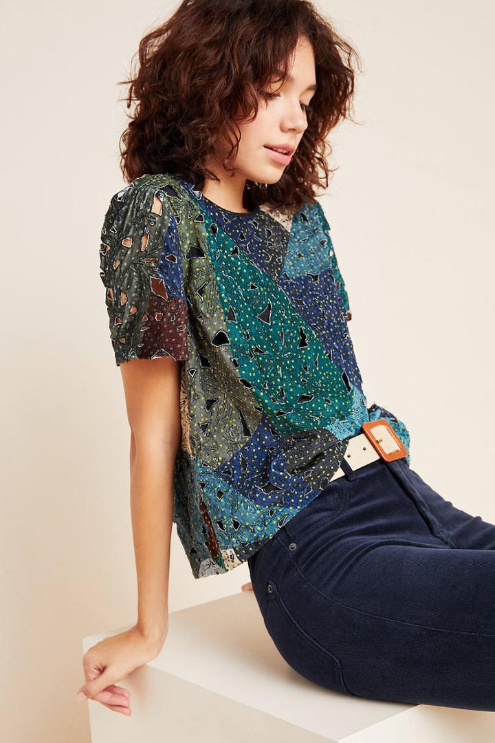 Geisha Designs Janna Cut-out Velvet Tee