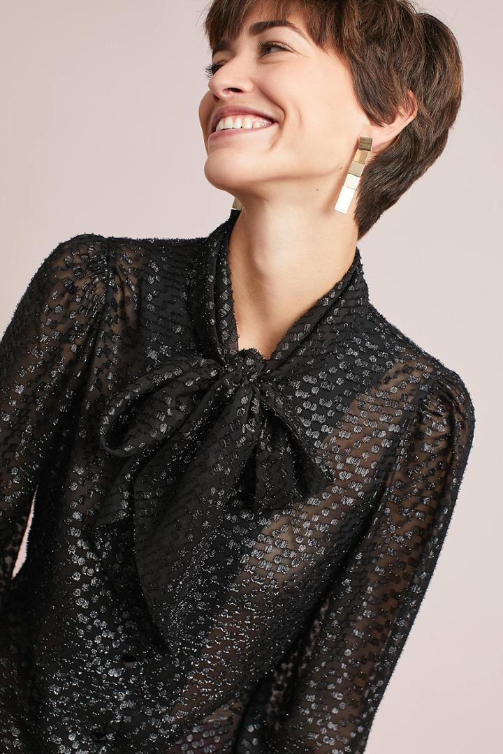Tracy Reese Metallic Bow Blouse