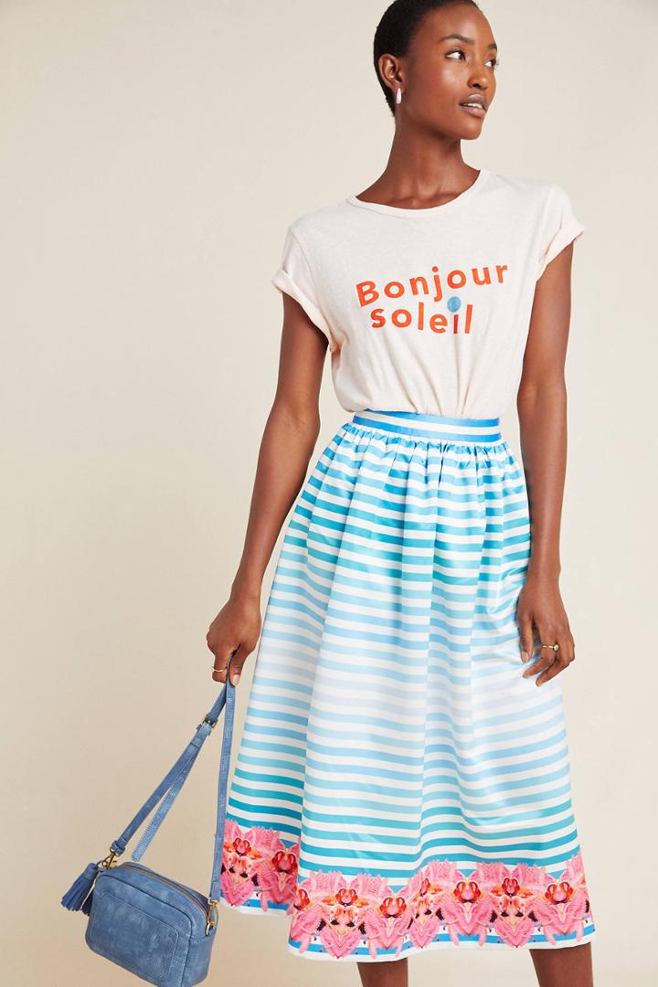 Manish Arora Seraphina Striped Midi Skirt
