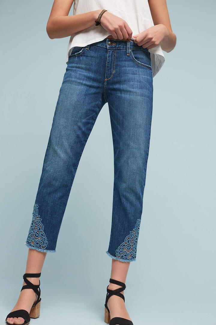 Joe's Jeans Joe's Smith Mid-rise Embroidered Cropped Jeans