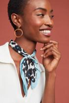 Lily & Lionel Isla Blue Leopard-printed Silk Scarf