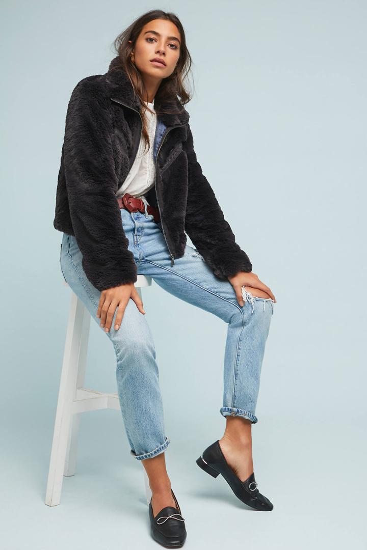 Anthropologie Chevron Faux Fur Coat