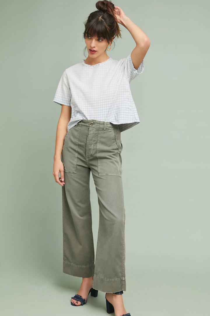 Amo Faded Gingham Cropped Top