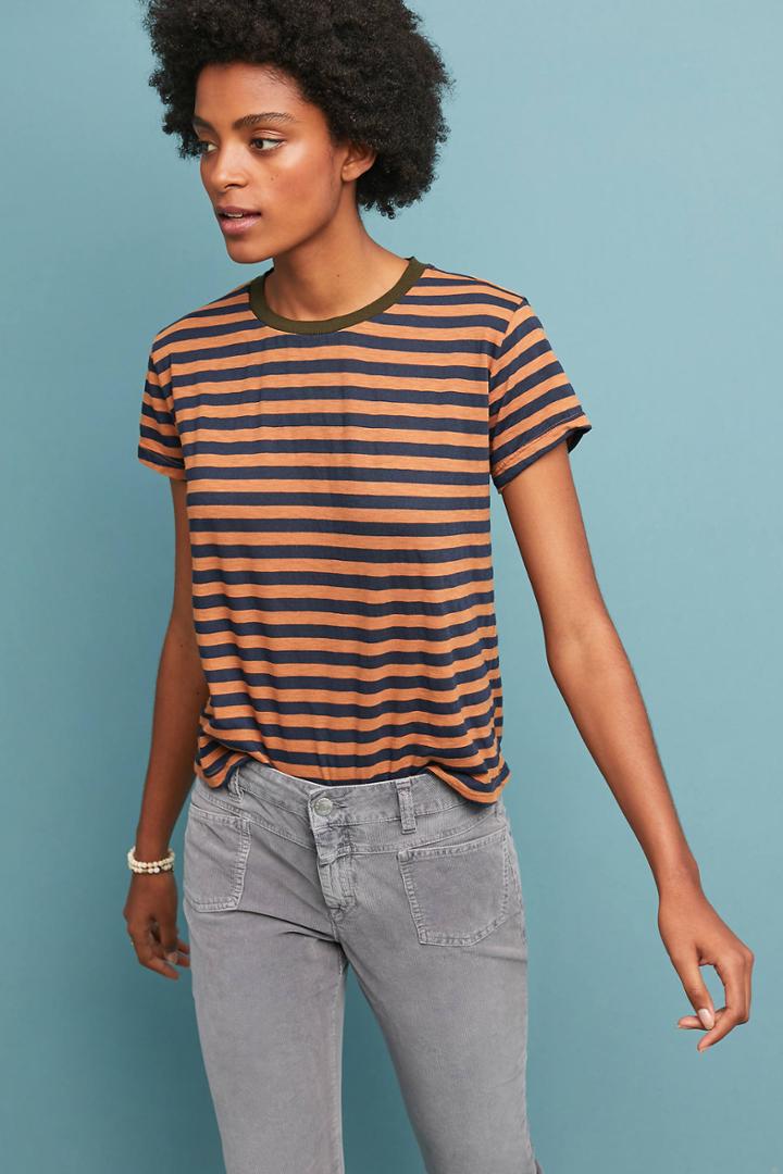 Velvet By Graham & Spencer Peace Striped Ringer Tee