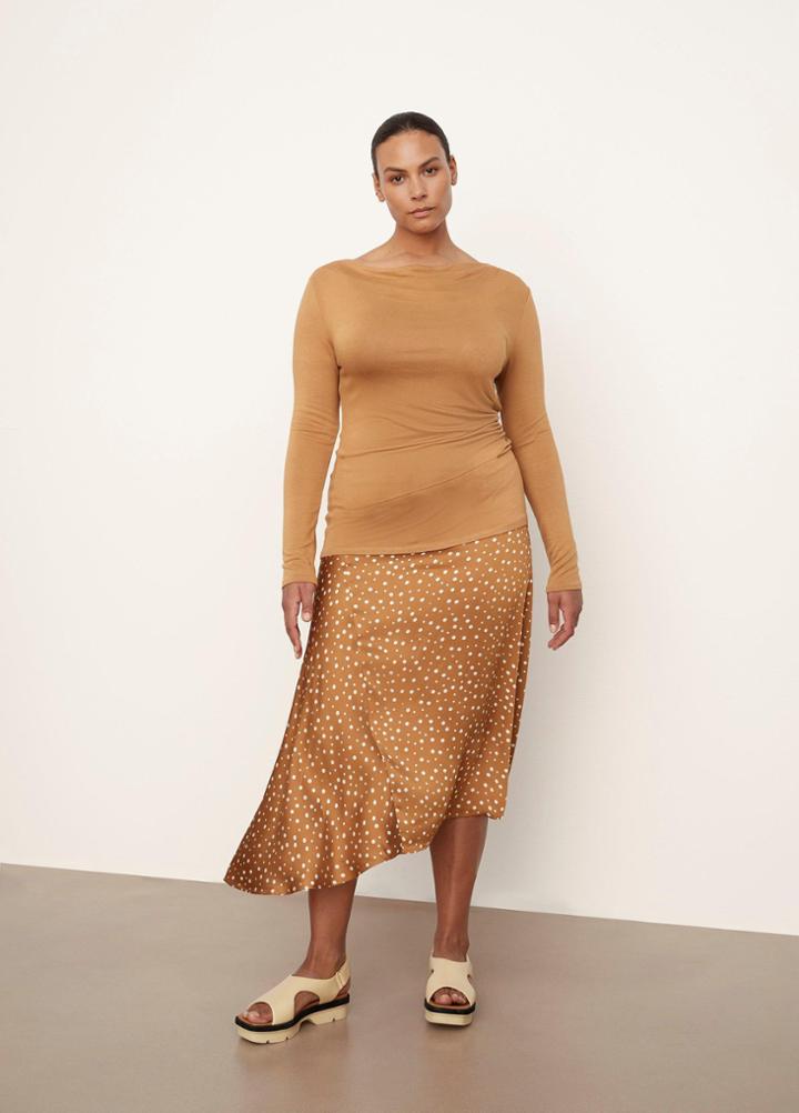 Vince Long Sleeve Draped Neck Top