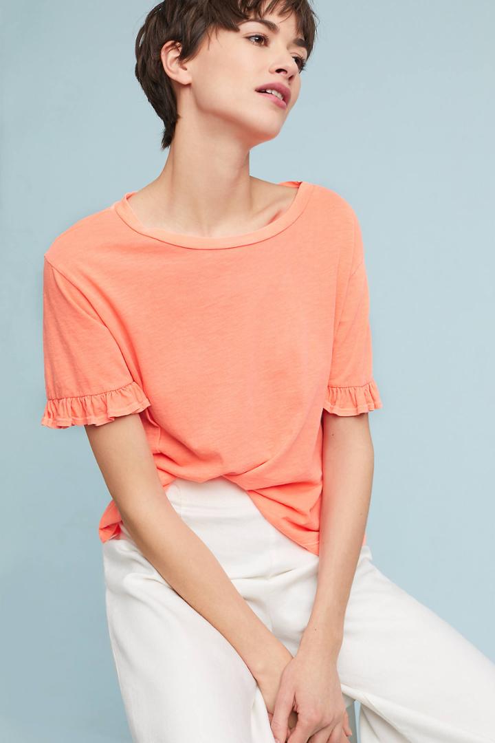 Sundry Ruffled-sleeve Tee
