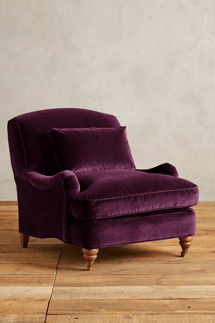 Anthropologie Velvet Glenlee Chair, Landon