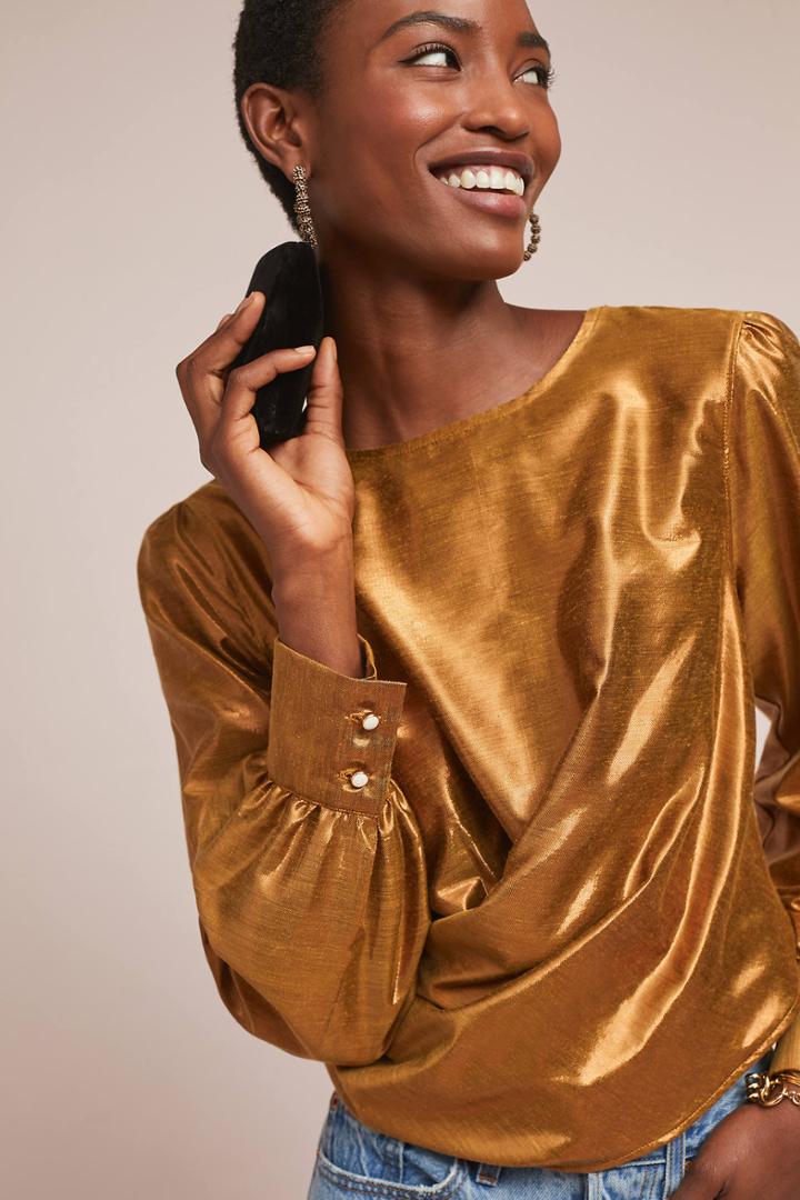 Anthropologie Elisa Metallic Top